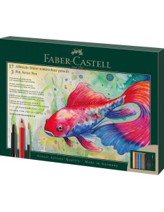 FC217552,Set cadou 17 creioane colorate Albrecht Durer + 3 pitt artist pen + pensula Faber-Castell FC217552