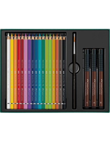 FC217552,Set cadou 17 creioane colorate Albrecht Durer + 3 pitt artist pen + pensula Faber-Castell FC217552
