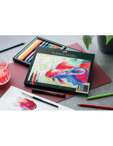 FC217552,Set cadou 17 creioane colorate Albrecht Durer + 3 pitt artist pen + pensula Faber-Castell FC217552