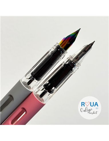 Set 2 stilouri cu cerneala termosensibila + Rezerve, Roz/Gri