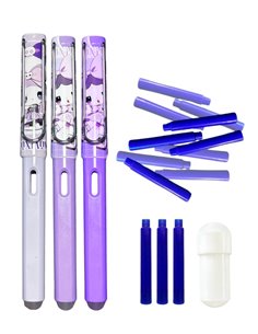 Set 3 stilouri cu cerneala termosensibila + Rezerve, Girl, Lila/Mov