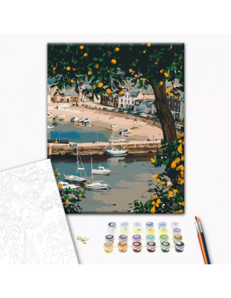 P4275,Set pictura pe numere 40x50cm, Brushme - Un golf pitoresc - pensule, culori, BS53780