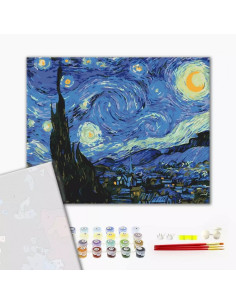 P4288,Set pictura pe numere 40x50cm, Brushme - Noaptea instelata - pensule, culori, BS4756