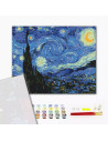 P4288,Set pictura pe numere 40x50cm, Brushme - Noaptea instelata - pensule, culori, BS4756