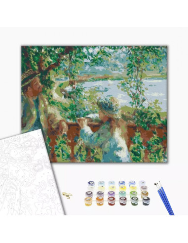 P4289,Set pictura pe numere 40x50cm, Brushme - Conversatie langa lac - pensule, culori, BS51430