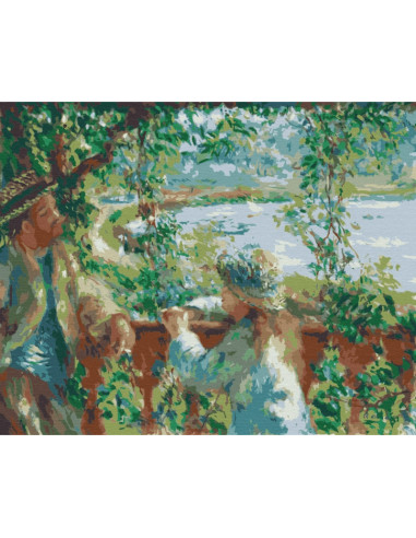 P4289,Set pictura pe numere 40x50cm, Brushme - Conversatie langa lac - pensule, culori, BS51430