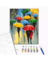 P4291,Set pictura pe numere 40x50cm, Brushme - Umbrele in ploaie - pensule, culori, BS53048