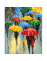 P4291,Set pictura pe numere 40x50cm, Brushme - Umbrele in ploaie - pensule, culori, BS53048