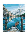 P4292,Set pictura pe numere 30x40cm, Brushme - Barca pe lacul Braies - pensule, culori, RBS29450