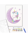 P4297,Set pictura pe numere 30x40cm, Brushme - Unicorn pe luna - pensule, culori, KBS7119