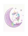 P4297,Set pictura pe numere 30x40cm, Brushme - Unicorn pe luna - pensule, culori, KBS7119