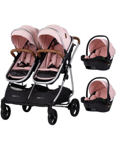Carucior gemeni Chipolino Duo Smart 3 in 1 pink marshmallow