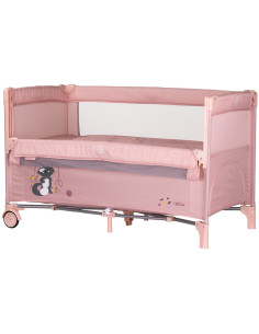 Patut pliabil Chipolino Relax pink marshmallow cu laterala culisanta