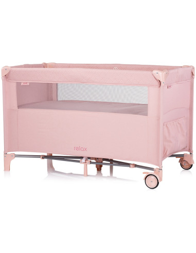 KOSIRE255PM,Patut pliabil Chipolino Relax pink marshmallow linen cu laterala culisanta