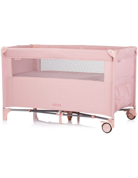 KOSIRE255PM,Patut pliabil Chipolino Relax pink marshmallow linen cu laterala culisanta