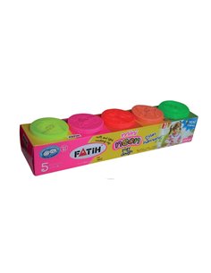 Plastilina usoara Neon Modeling Dough Fatih 50620, 5 culori x 50g