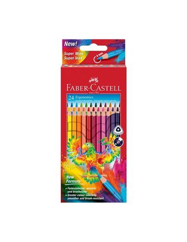 Creioane colorate triunghiulare ergonomics Faber-Castell FC116544, 24 culori