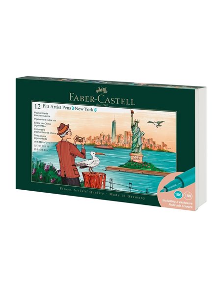 Cutie 12 markere pitt artist pen cities new york Faber-Castell FC267135, 12 culori