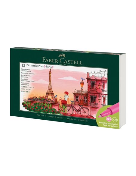 Cutie 12 markere pitt artist pen cities paris Faber-Castell FC267136, 12 culori