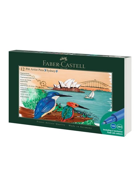Cutie 12 markere pitt artist pen cities sydney Faber-Castell FC267138, 12 culori