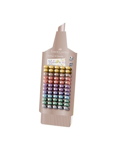 Display 60 bucati textmarker metalizat pen shape 1546 Faber-Castell FC254677
