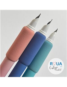 Stilou cu mecanism si cerneala termosensibila + Rezerve, Bicolor, Albastru/Roz 2