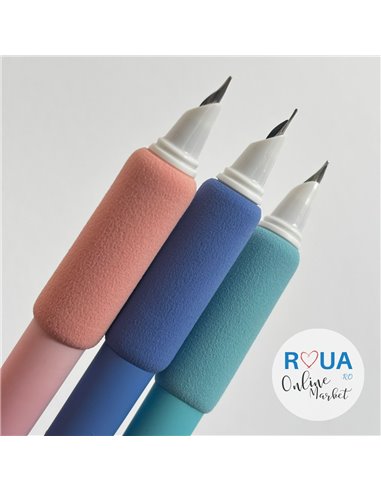 Stilou cu mecanism si cerneala termosensibila + Rezerve, Bicolor, Albastru/Roz