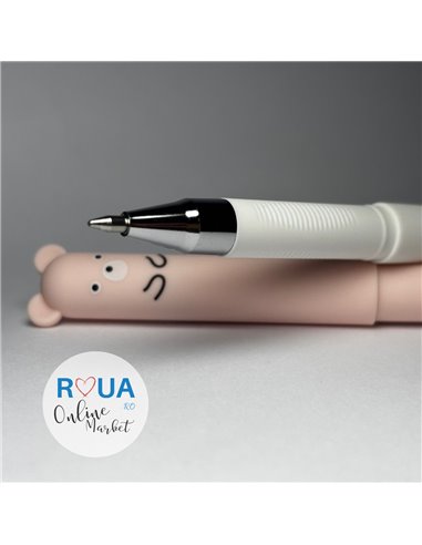 Set 3 pixuri cu cerneala termosensibila PIXT70, Motiv ursulet, Alb/Roz