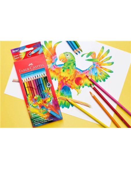 Creioane colorate triunghiulare Faber-Castell FC116512, Ergonomics, 12 culori