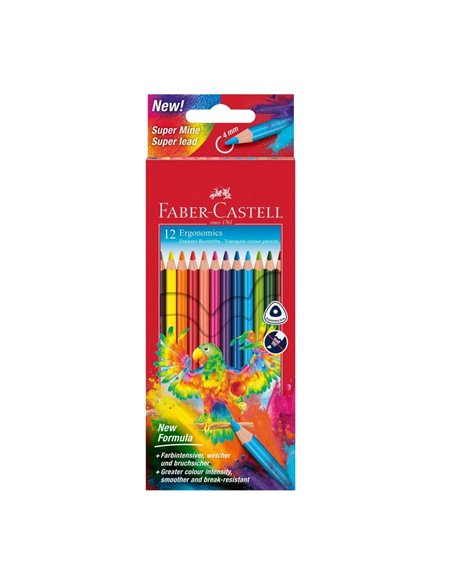 Creioane colorate triunghiulare Faber-Castell FC116512, Ergonomics, 12 culori