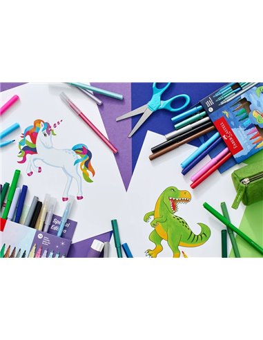 Carioci Faber-Castell FC554214, 10 + 3 culori, Motiv dinozaur