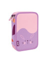 081264FAPR,Penar echipat MILAN 1264FAPR, 2 fermoare, Fun Animals - Iepuras, Violet cu roz