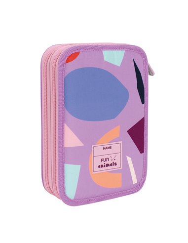 Penar echipat MILAN 1264FAPR, 2 fermoare, Fun Animals - Iepuras, Violet cu roz