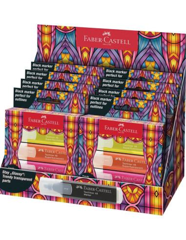 FC254693,Set 4 x Textmarker superfluorescent editie speciala glassy FABER-CASTELL FC254693, 4 culori/set