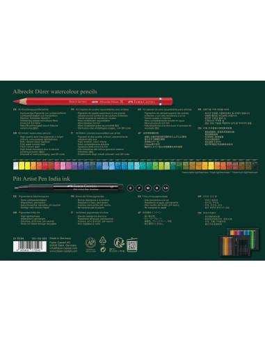 FC217554,Set cadou 40 creioane colorate Albrecht Durer + 5 pitt artist pen + pensula FABER-CASTELL FC217554, 40 culori/set