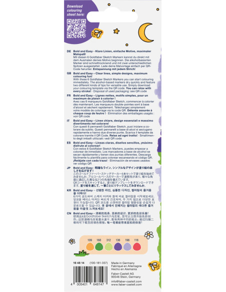 FC164814,Set 6 x Sketch marker cu 2 capete bold and easy goldfaber FABER-CASTELL FC164814, 6 culori/set