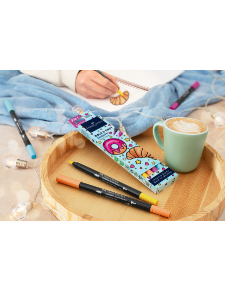 FC164817,Set 4 x Sketch marker cu 2 capete bold and easy ii goldfaber FABER-CASTELL FC164817, 4 culori/set