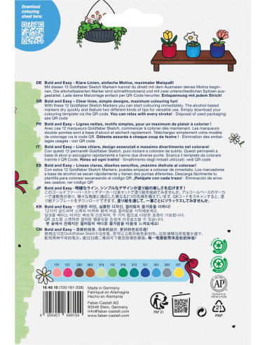 FC164815,Set 12 x Sketch marker cu 2 capete bold and easy ii goldfaber FABER-CASTELL FC164815, 12 culori/set