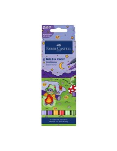 Set 6 x Sketch marker cu 2 capete bold and easy goldfaber FABER-CASTELL FC164814, 6 culori/set