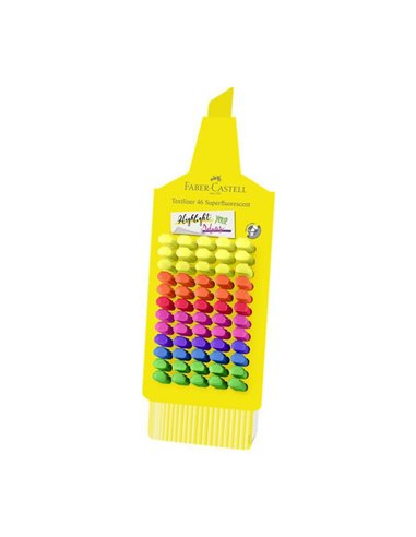 Display 60 bucati textmarkere superfluorescente pen shape FABER-CASTELL FC254647, 60 culori/set