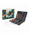 VV-1038-82059,Happi Hobbi Art Case Set De Desen Deluxe Cu 100 De Accesorii Dinozaur