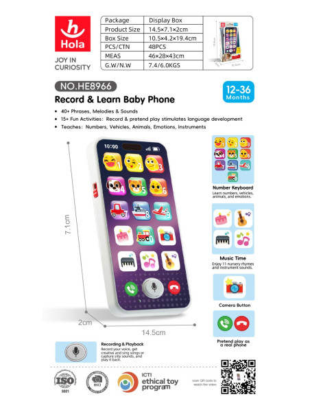 HE8966,Telefon Mobil Interactiv Bebe Inregistreaza Si Invata