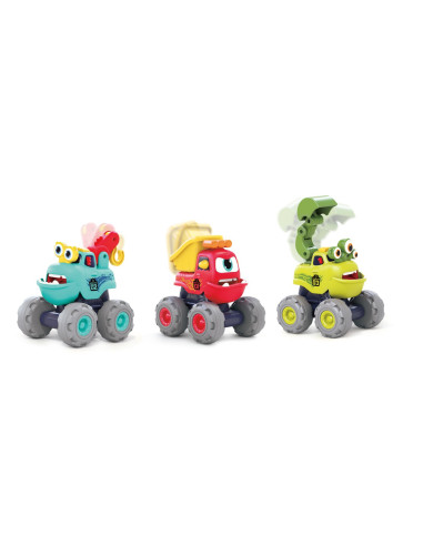 HE7911,Set 3 Masinute De Constructie Monstruletii Amuzanti Cu Frictiune