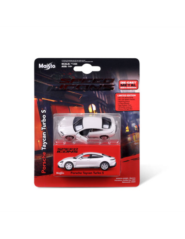 MST15708_ALB,Maisto Masinuta Metalica Speed Icons Porsche Taycan Turbo S Alb Scara 1 La 64