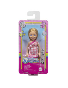 MTDWJ33_HXM95,Barbie Papusa Chelsea Blonda Cu Rochita Roz In Carouri