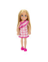 MTDWJ33_HXM95,Barbie Papusa Chelsea Blonda Cu Rochita Roz In Carouri