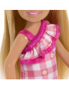 MTDWJ33_HXM95,Barbie Papusa Chelsea Blonda Cu Rochita Roz In Carouri