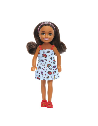 MTDWJ33_HXM97,Barbie Papusa Chelsea Creola Cu Par Saten Si Rochita Albastra