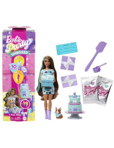 MTJFG72,Barbie Papusa Party Unboxed Reveal Bruneta