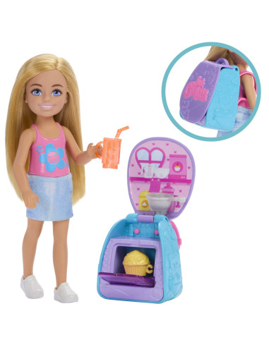 MTJBF46,Barbie Papusica Chelsea Cu Rucsac Pentru Coacerea Brioselor
